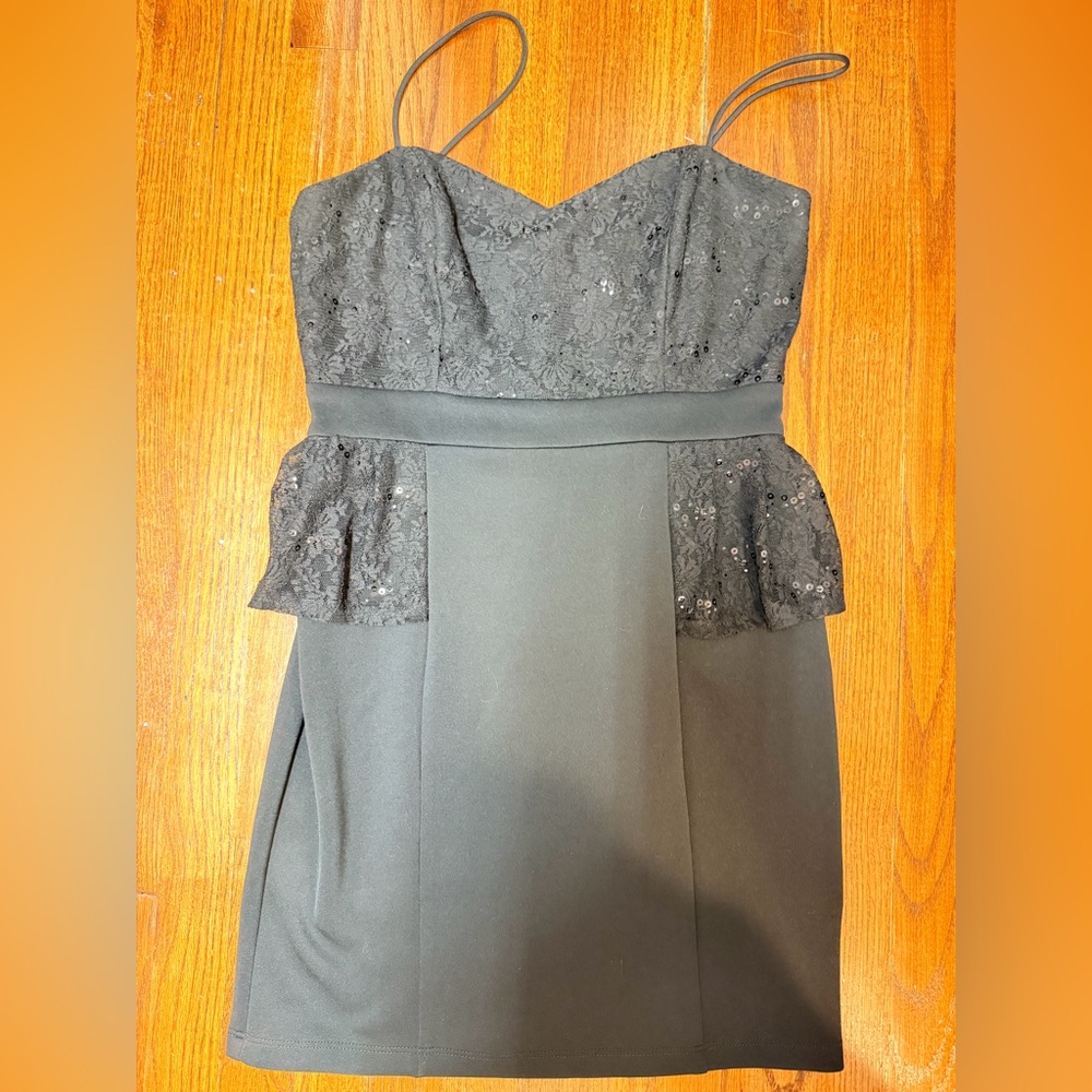 Jump Black Lace Peplum Mini Dress